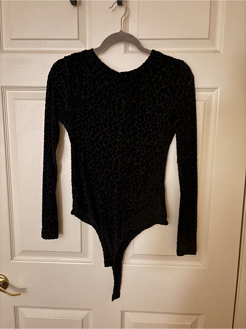 Black Long Sleeve Leopard Burnout Bodysuit